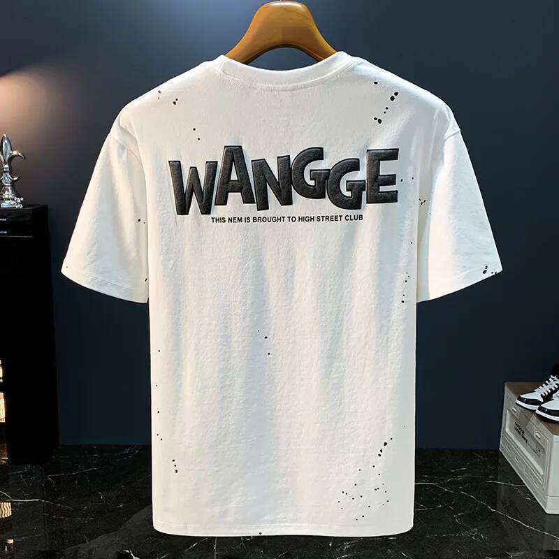 Ink emed letter short sleeved T-shirt for men in summer, American high-end fashion, casual versatile breathable top