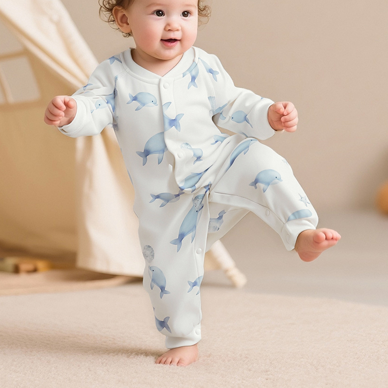 Pure cotton A-type baby jumpsuit newborn home baby clothes baby autumn and winter harem long crawling