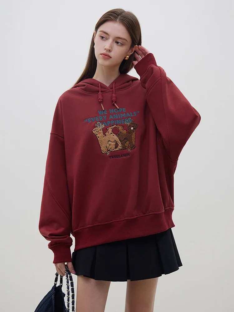 FSLE Allmatch Thickened Hooded Sweatshirt for Women Winter ly Threedimensional Toothbrush ed Pullover Female 250731