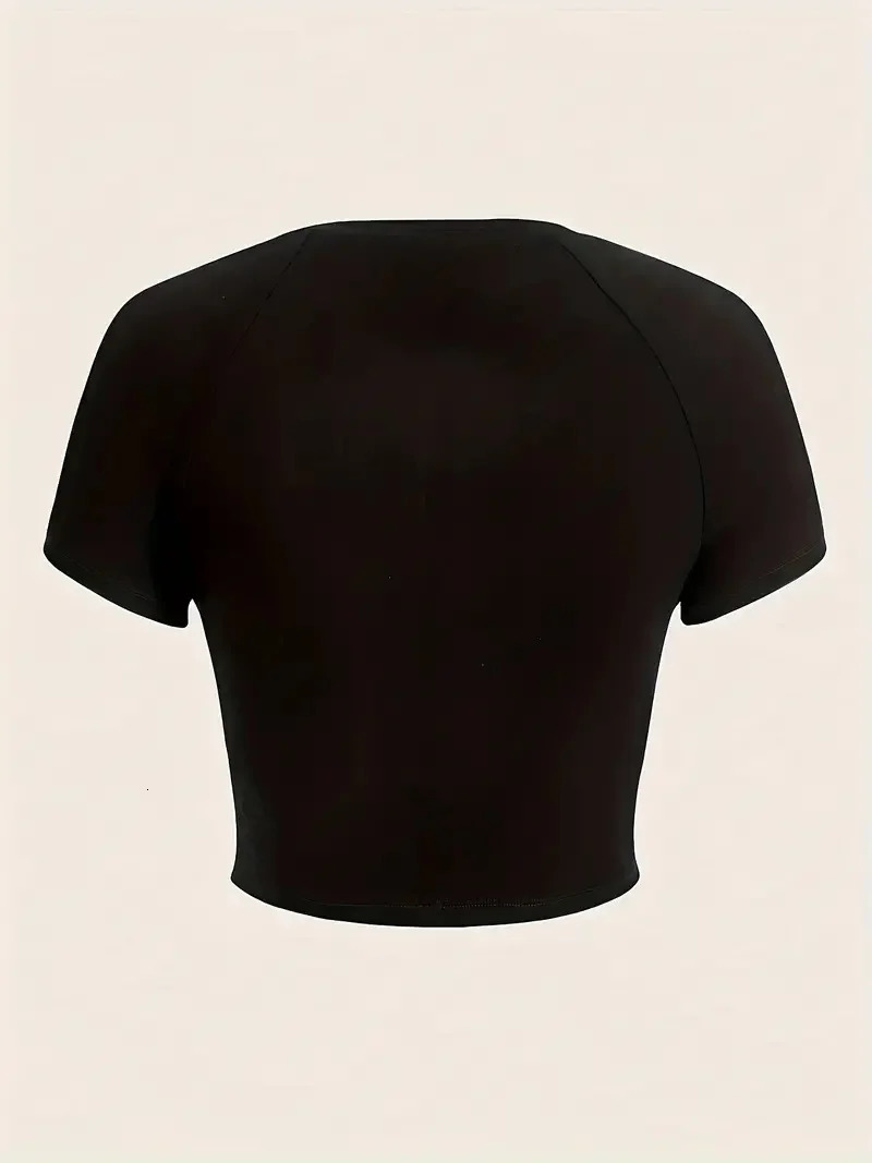 Monogram print crewneck crop top Tshirt springsummer casual shortsleeved top womens 250724