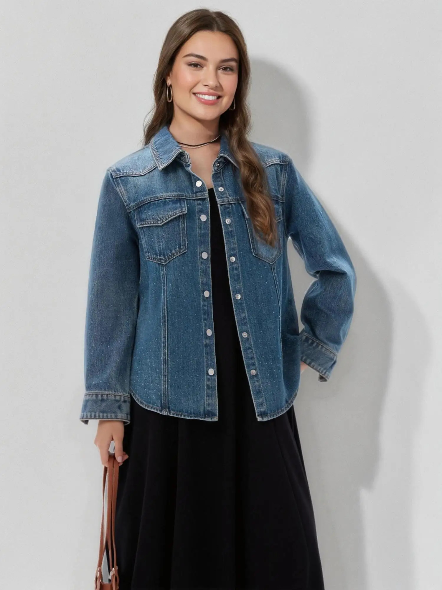 DUSHU Fashion Denim Shirt Longsleeved Jacket Spring Summer Holiday Season Top Versatile 25DS81066 w250729