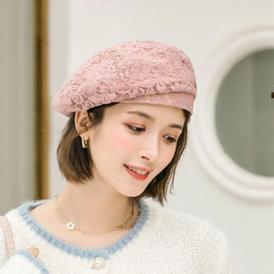 Thin Lace Beret Ladies Summer Street Shoot Fashion Bud Hat Elegant Artistic Spring Autumn Department Painter Hat Decorative Hats 250730