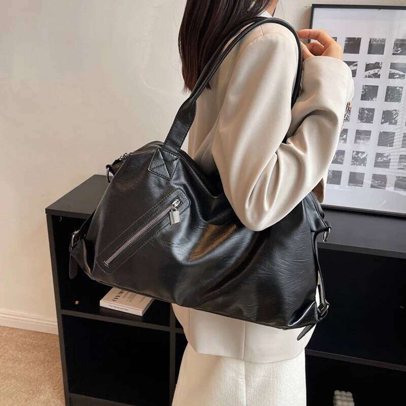 Fashion Women s Large Capacity New Pu Leather Versatile Crossbody Simple Casual Shoulder Tote Bag bag
