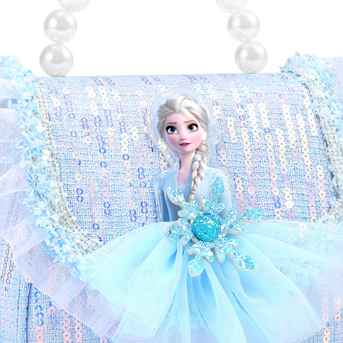 Disney children's handbag crossbody bag Elsa princess birthday gift for girls mesh princess handbag with 3D pattern design Little girl bag Childr