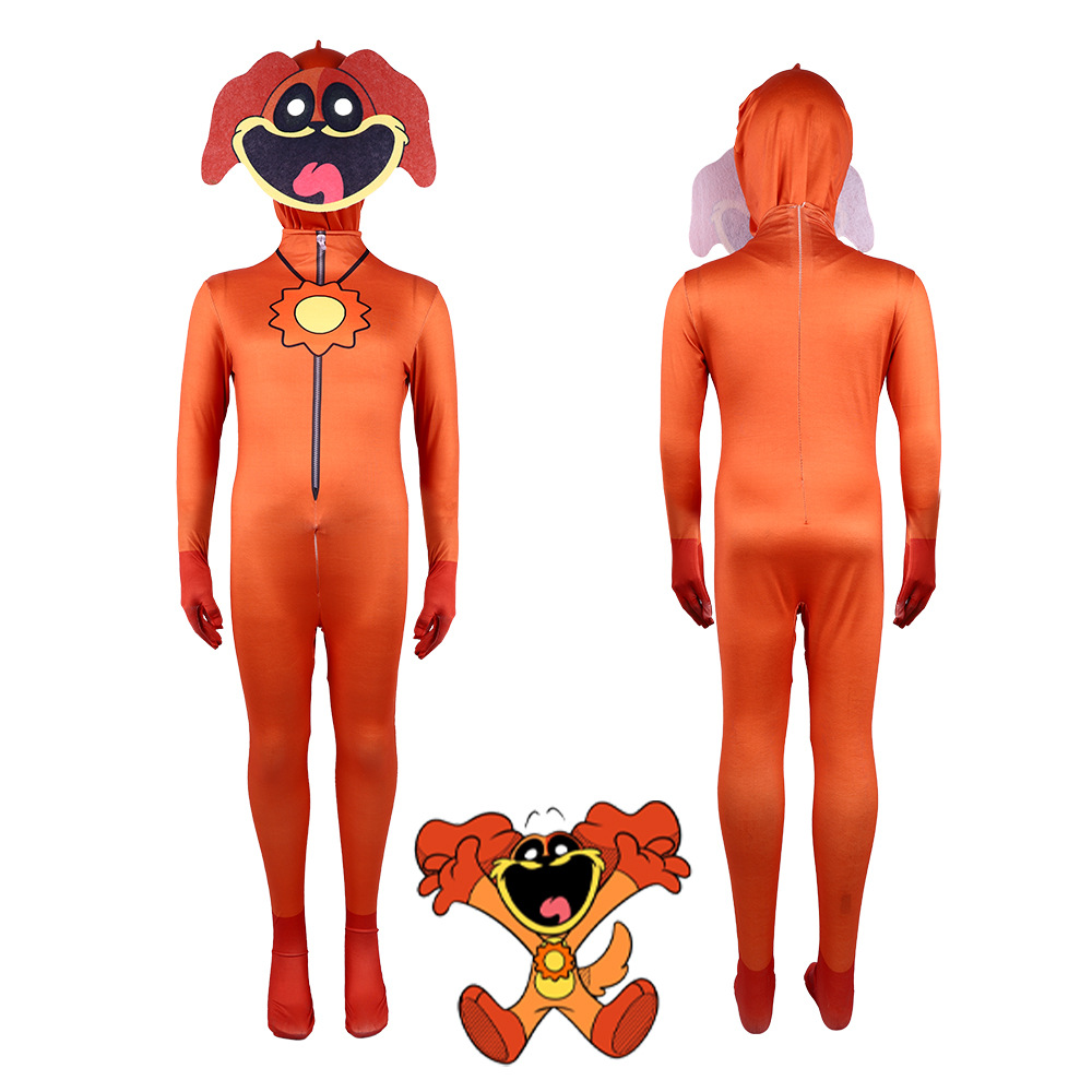 Children's cartoon smiling animal cosplay one-piece tight-fitting suit Halloween party stage performance funny headgear costume