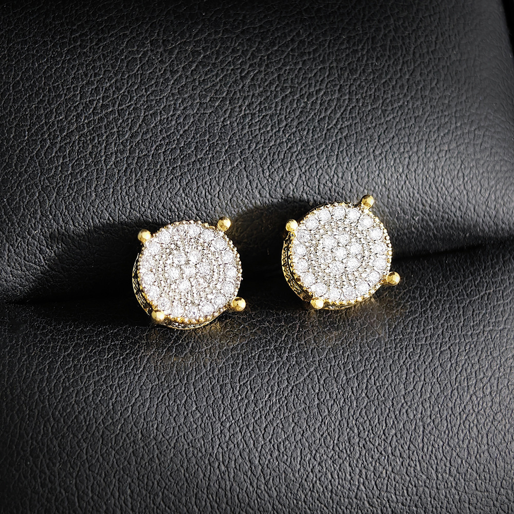 Minimalist Style Jewelry Round Inlaid Synthetic Zircon for Women Versatile Earrings e6097