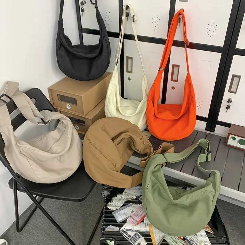 Solid Color Canvas Female Crossbody Bags For Women Large Capacity Shopping Messenger Bag Student Shoulder Bag Unisex School Bag Y250730