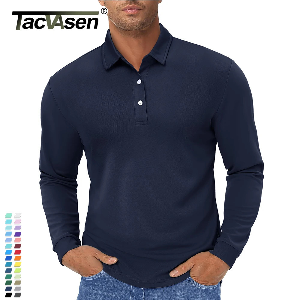 TACVASEN Long Sleeve Polos Quick Dry Tshirts Mens Breathable Sports Tees Casual Golf Polo Shirts Work Tshirt Pullover Tops Man 250731