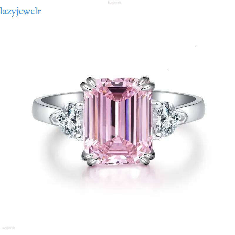 4CT Moissanite Dia Wedding Rings Jewelry Stunning Real 100% Sterling Sier Emerald Cut Gemstones Party Eternity Women Bridal Ring For Lover Gift