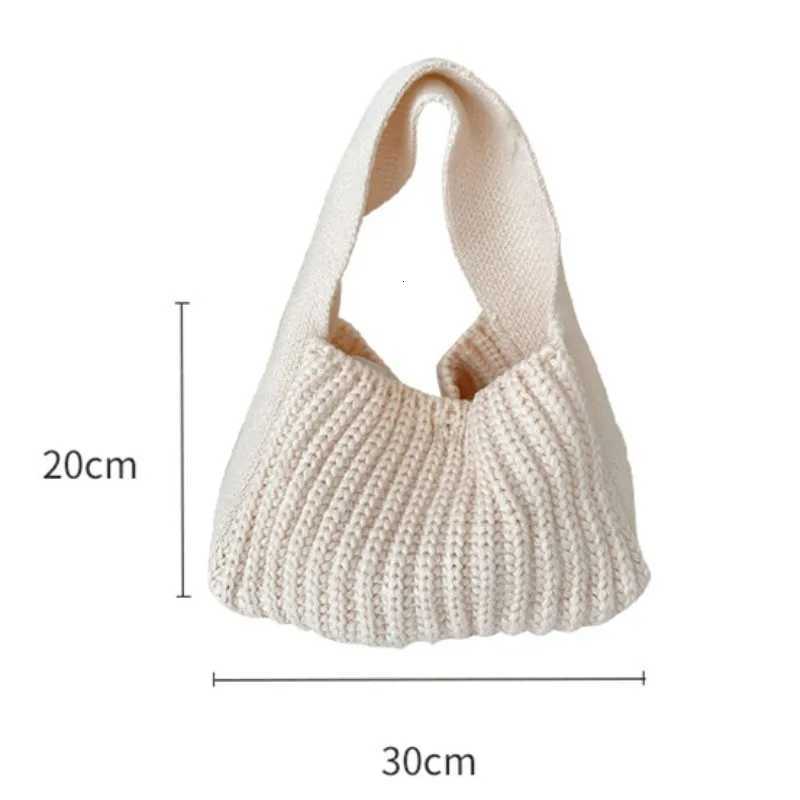 FAshion Crochet Handbag Soft Slouchy Hobo Bag Korean Style Vintage Chic Square Pouch Winter Simple Knitted Warmer Handbag Y250730