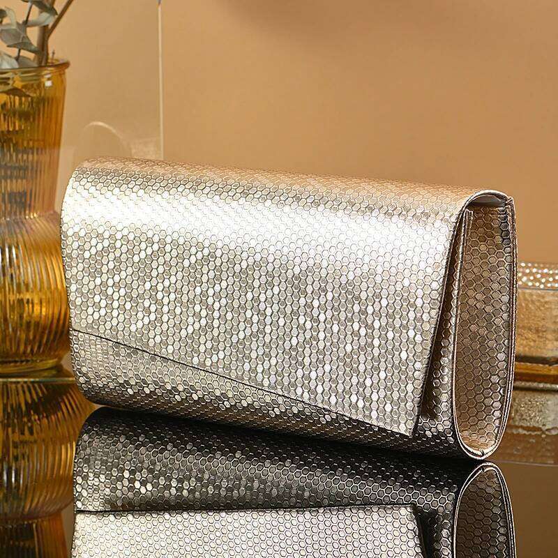 Gold PU Shiny women Envelope Valentine Wedding Party dinner chain shoulder bag Ladies Handbag Girls Evening Bag