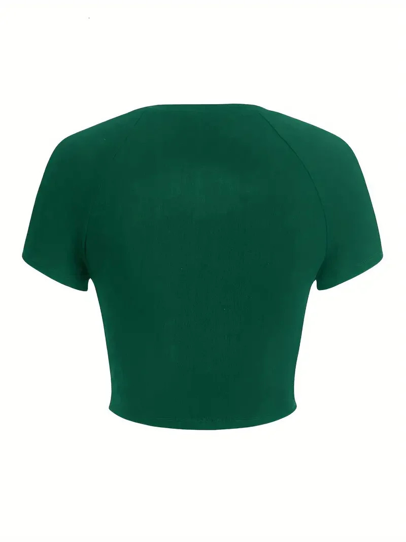 Monogram print crewneck crop top Tshirt springsummer casual shortsleeved top womens 250724