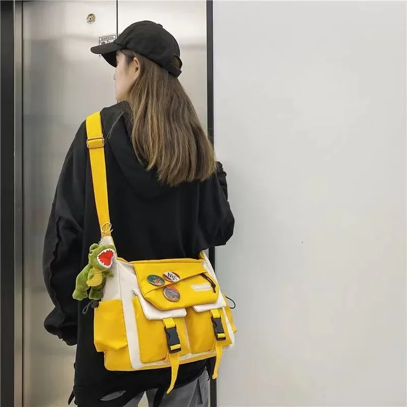 Harajuku Men Nylon Crossbody Bags for Women Messenger Bag Girls School Book Youth Canvas Handbags Shoulder Sac Bolsas 250725