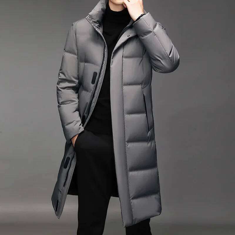 Long Men Down Coats Parkas Windproof Thick Padding Padded Winter Jacket Warm Stand Up Collar Male Coat MDNG