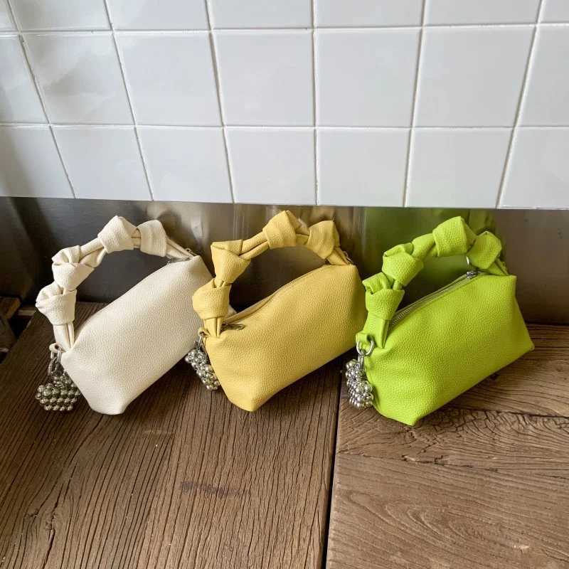 Pleated Cloud Bag Handbag Rhinestones Handle Evening Clutch Bag For Women 2025 Green Design Leather Chain Shoulder Crossbody Bag Y250730