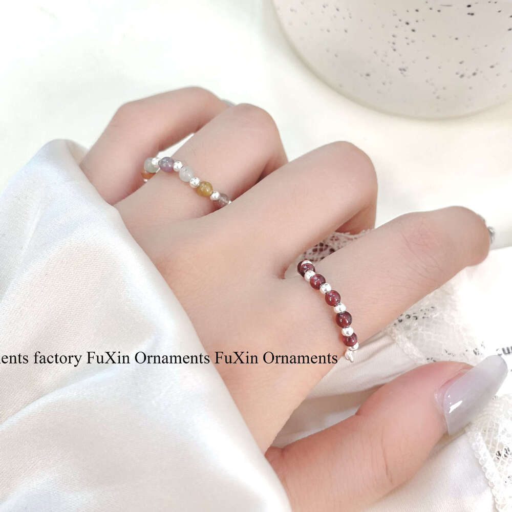 Minimalist INS Style Light Luxury High-End Niche Design Half-Hoop Elegant Women Beaded Round Bead Ring 6c5