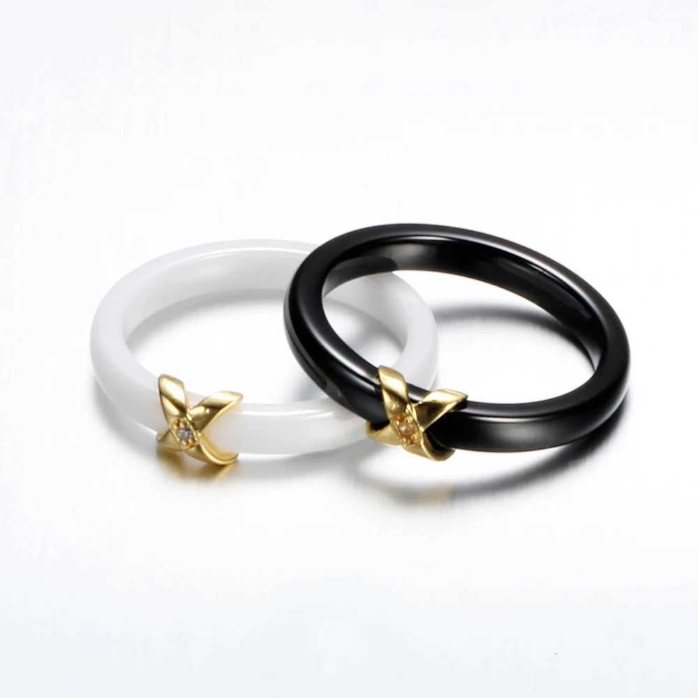 NIBASTAR Simple X Ceramic Ring For Women Crystal Black/White Ceramic Fashion 3mm Rings High Quality Jewelry Gift y250730