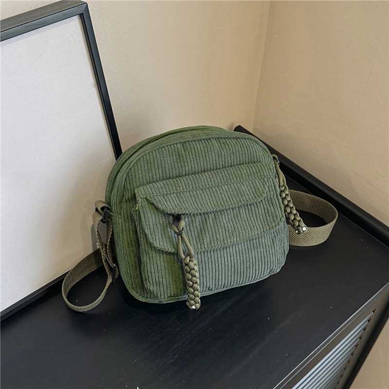 Simple Versatile Crossbody Bag Fashionable Casual Small Square Bag Personalized Commuting Shoulder Bag Corduroy Unisex Trend Y250730