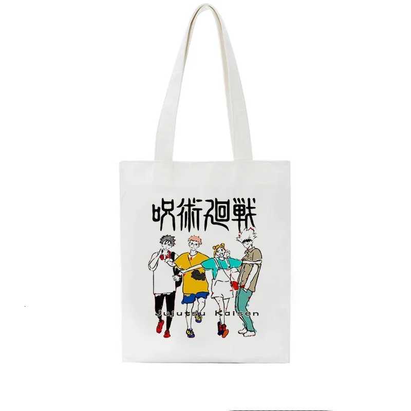 Jujutsu Kaisen Canvas Bag Japanese Anime Women Shoulder Bag Ins Harajuku Large Capacity New Hip Hop Vintage Cartoon Shopper Bags G250729