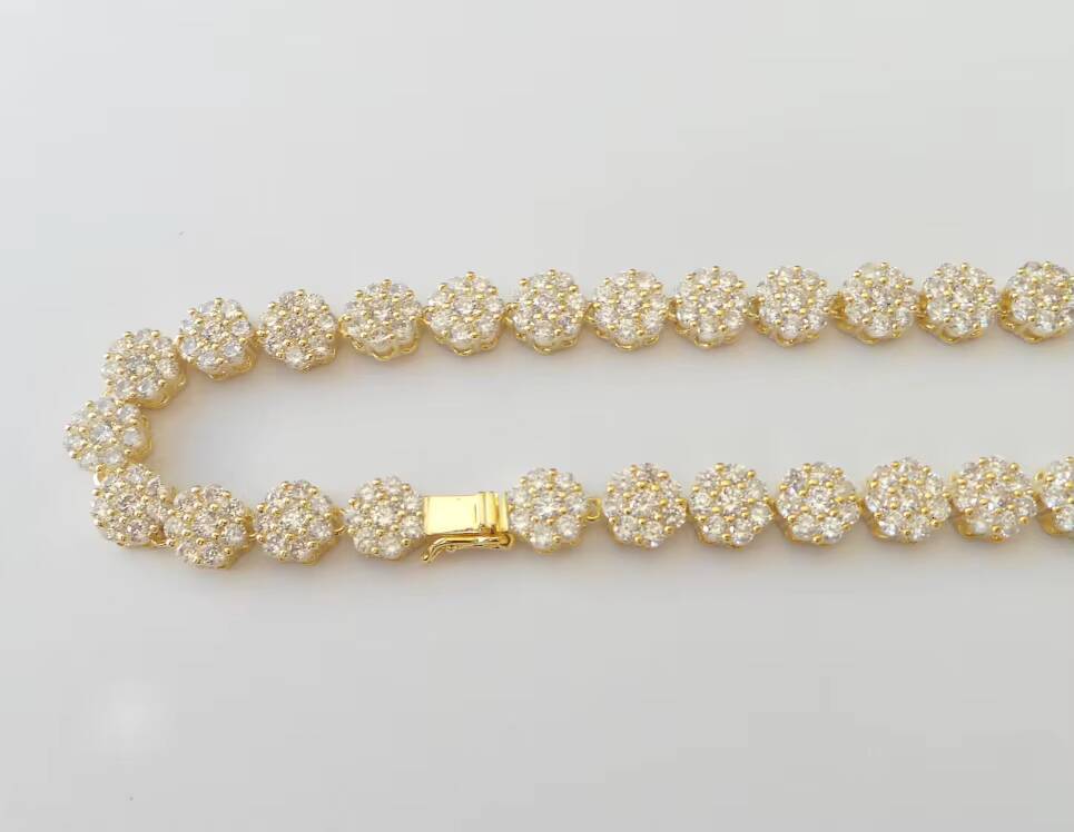 Fashion Trends Iced Out Cluster Cz Small Tennis Chain Rose Gold Necklace for Women