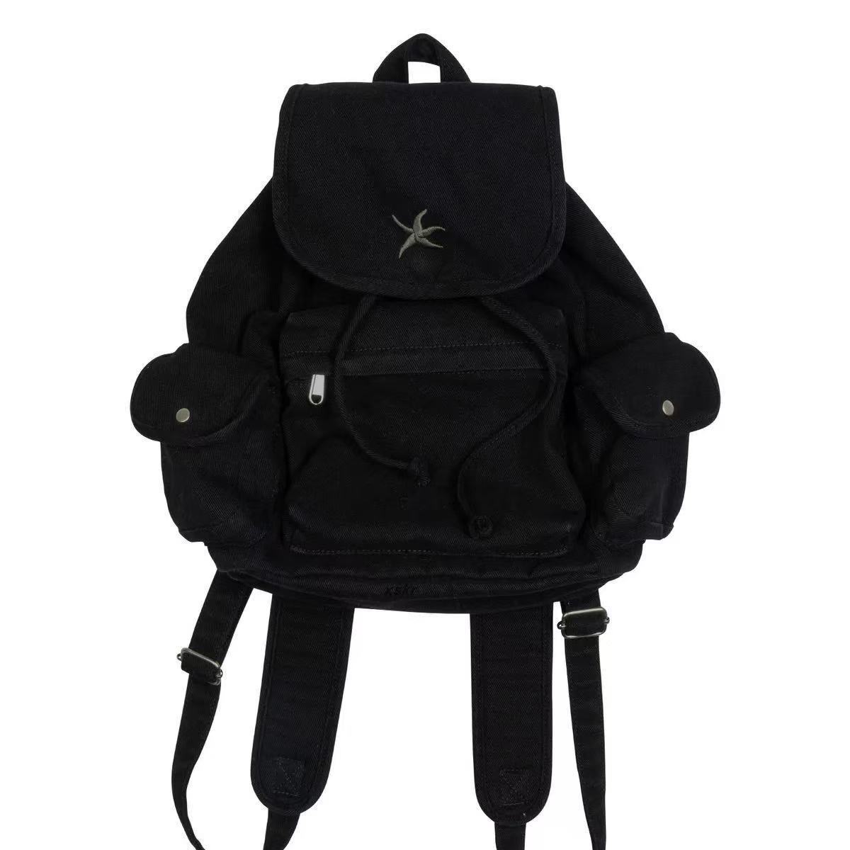 Designer Bag Large Capacity Multi-pocket Korean Vintage Starfish Denim Casual Backpack Washed Student School Bag Trendy Luxury Bag Tote Bag