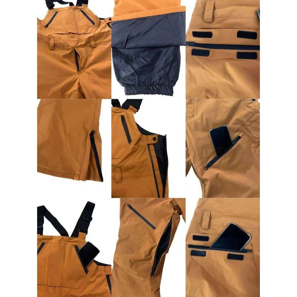 Winter New Skiing Men Loose Ski Overalls Outdoor Waterproof Windproof Snow Trousers Snowboard Sport Strap Pants Clothing