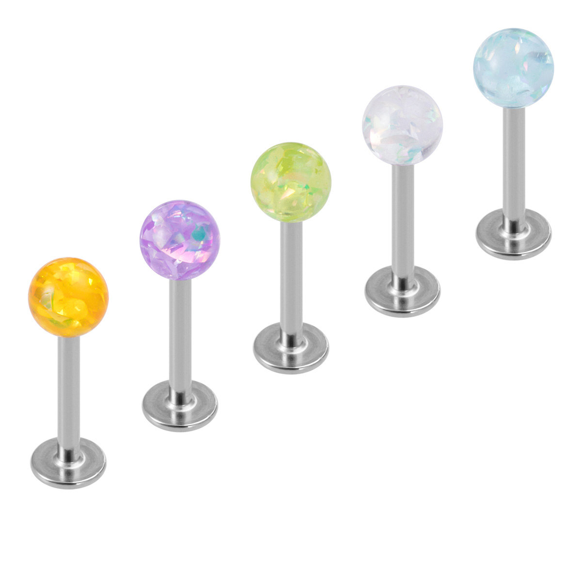 Aobao glitter lip studs, stainless steel ear studs, flat bottomed body piercing jewelry, ear ring wholesale