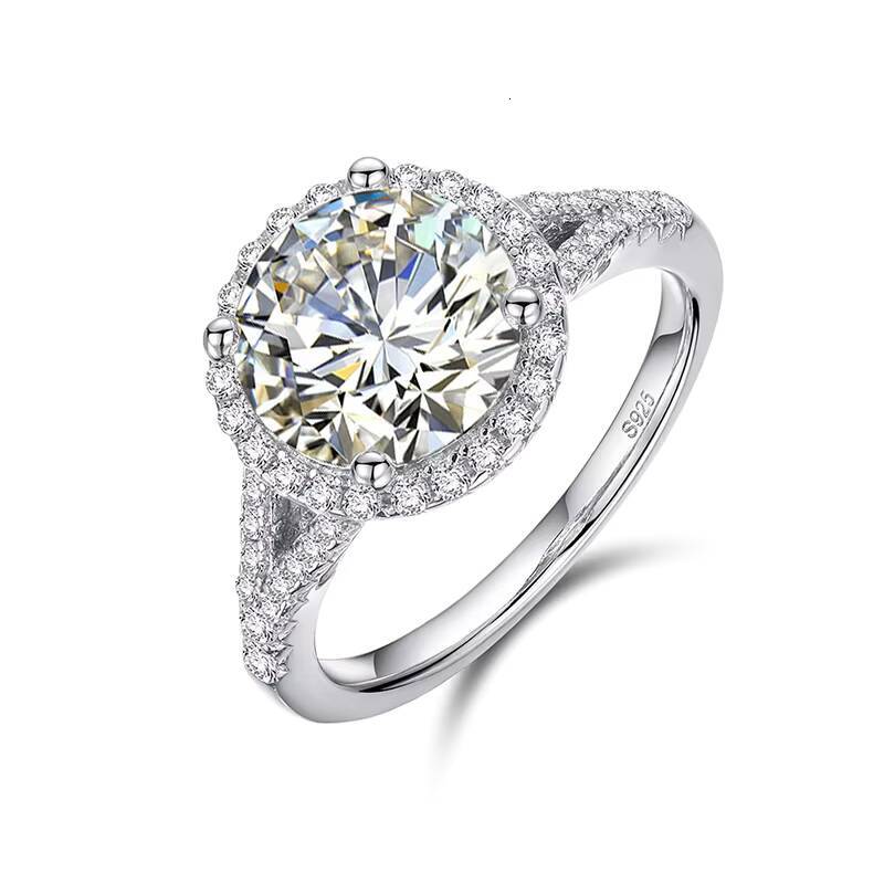 3ct 9mm Moissanite Ring Jewelry 925 Sterling Silver Moissanite Engagement Ring Pure Silver White Gold Plated Rings for Women
