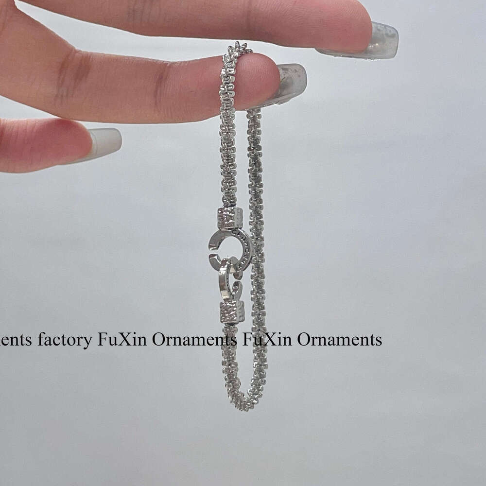 New Double Ring Lock Necklace Starry Sky Creative Personality Niche Bracelet for Women Simple Versatile Jewelry 203