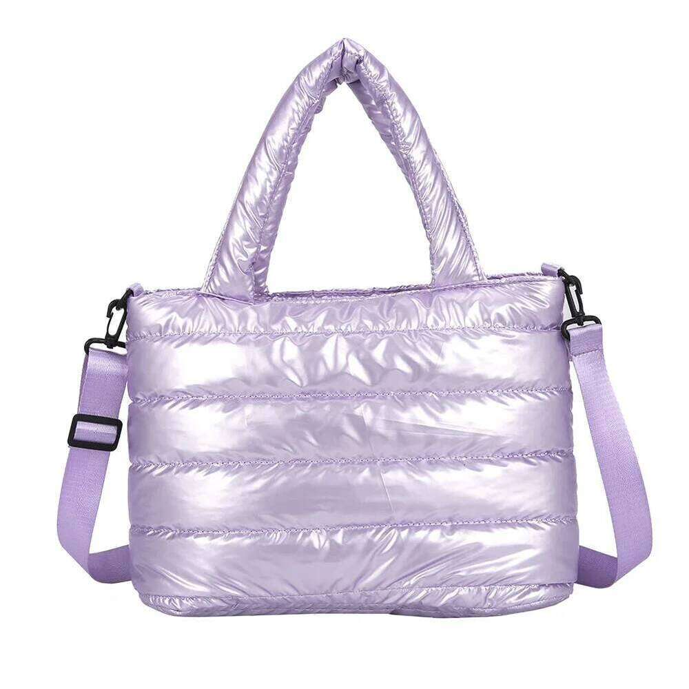 Women Nylon Thread Handbag Winter Korean Fashion Pure Color Top-handle Bags