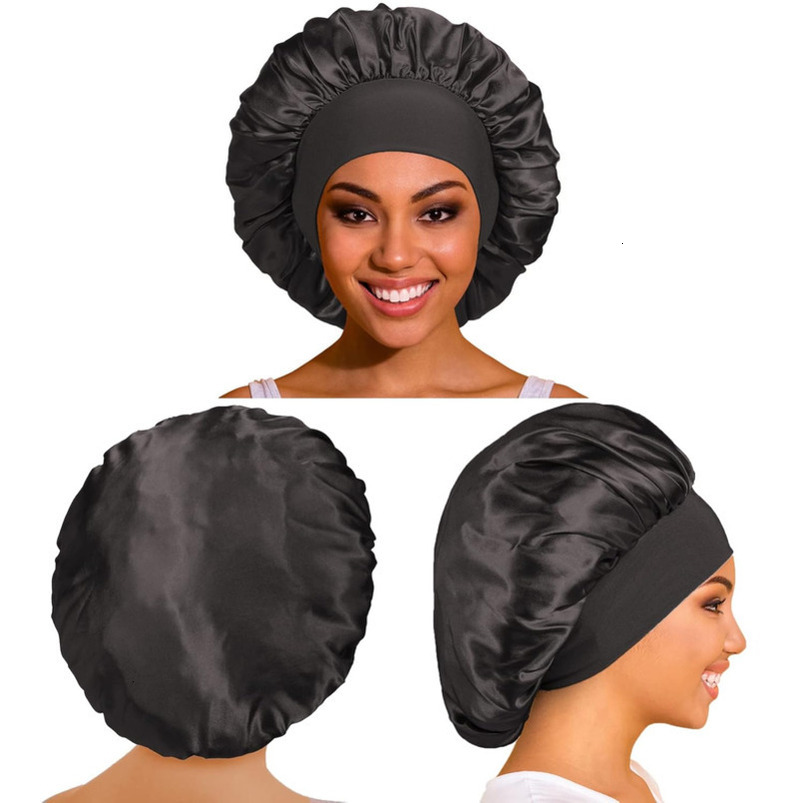 3 Pack Satin Silk Bonnet Sleeping, Bonnets Women Large Wide Soft Band Sleep Cap for Curly Hair Braids