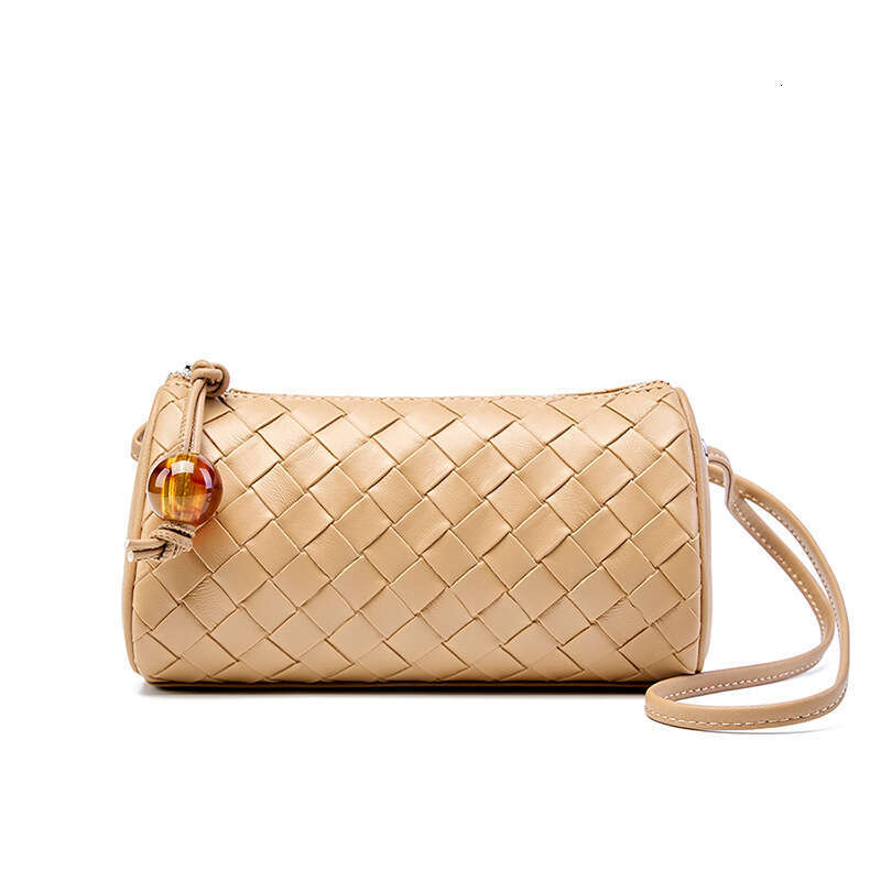 Trendy Woven Pattern Genuine Leather Single Shoulder Crossbody Mini Women Fashion Simple Casual Phone Small Pillow Bag