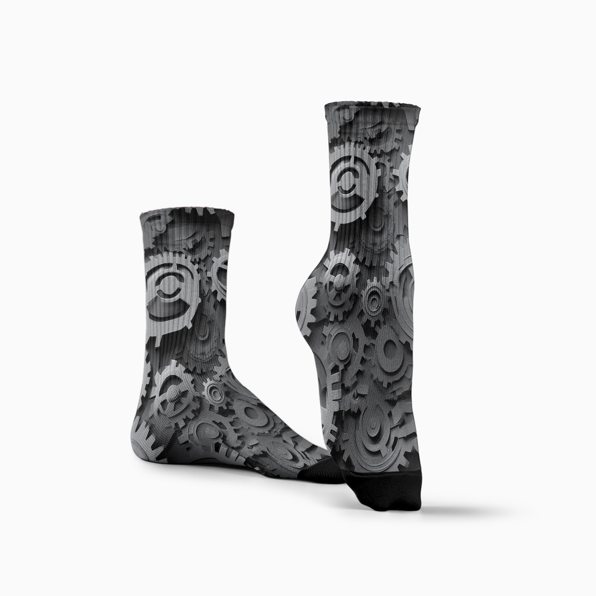 Monochrome Steampunk Gears Unisex Tube Designer SocksC131