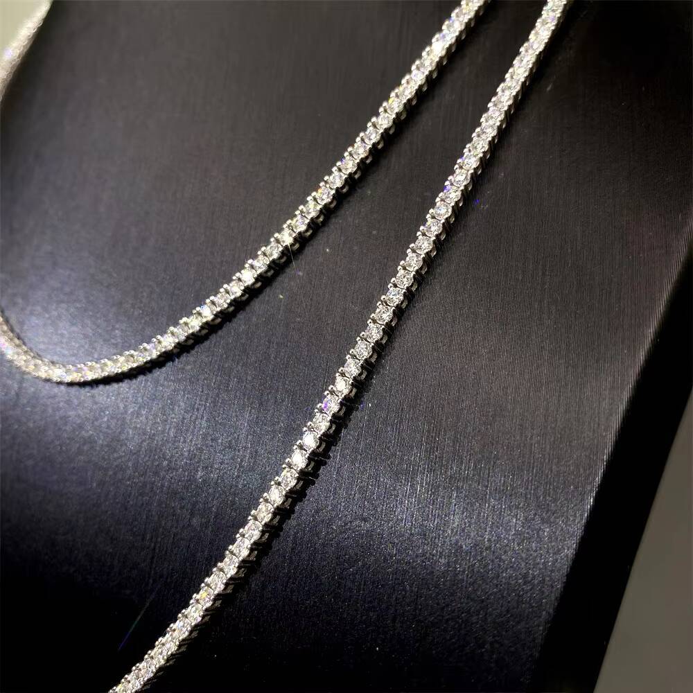 2025Hip Hop 925 Silver Cuba Chain VVS Moissanite Diamond Tennis Chain Necklace Bracelet Jewelry Men Women Ice Out Necklace