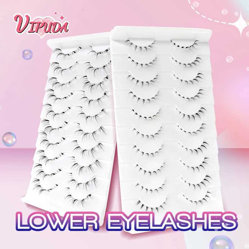 10 Pairs Bottom Eyelashes Manga Lower Lashes Clear Band Wispy Small Flame Under Eye Lashes Korean Makeup Cosplay Tools Z250730