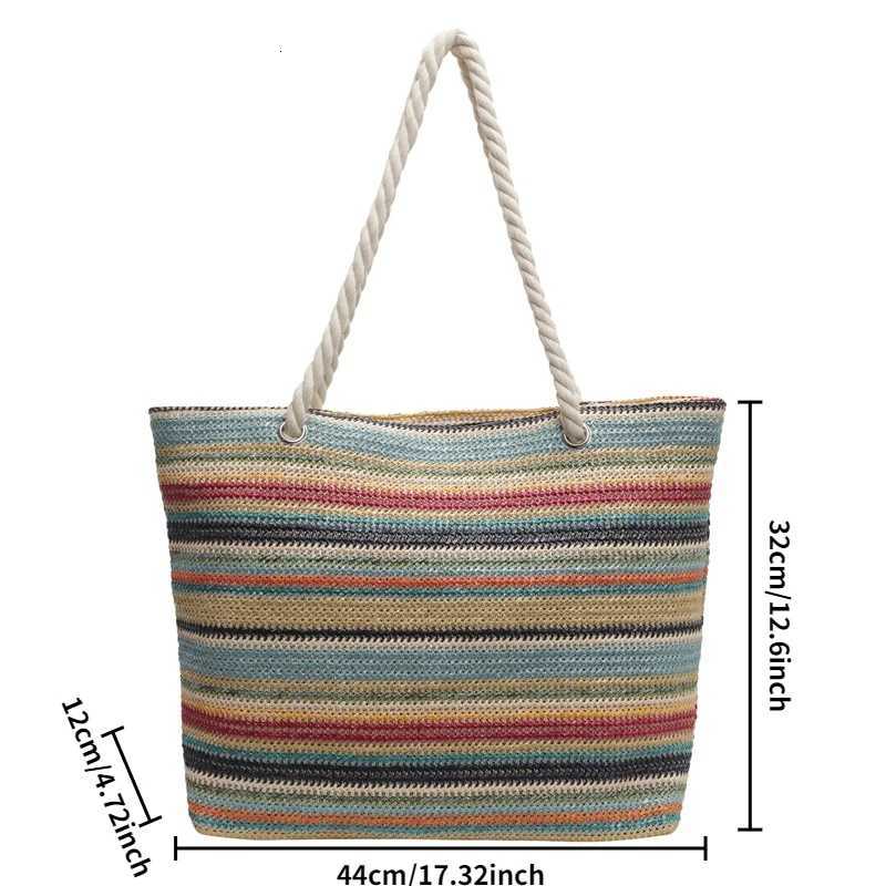 Ethnic bluegrass woven colorful stripes niche single-shoulder portable commuter fashion bag Y250730