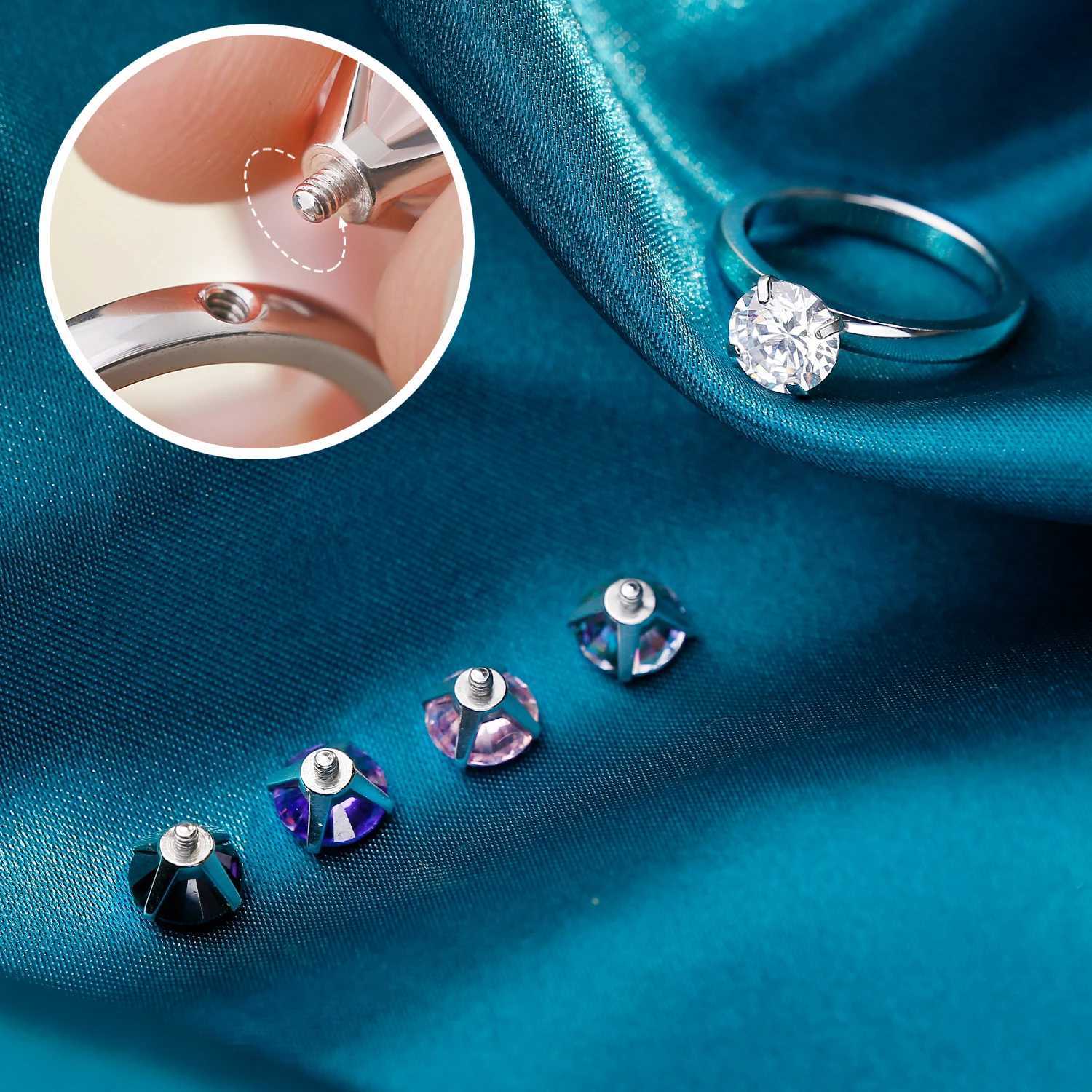 1.5 CT Solitaire Engagement Rings Wedding Bands Interchangeable Stainless Steel Round Cubic Zirconia Promise Rings for Her y250730