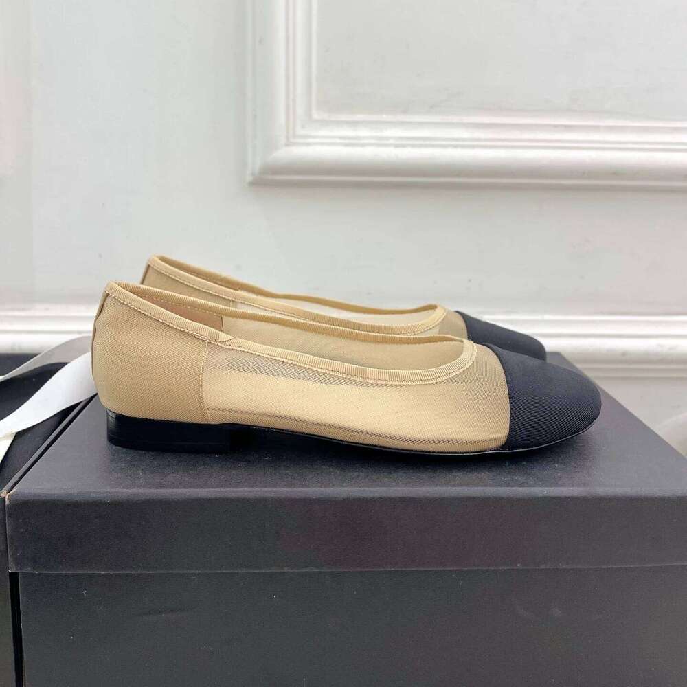 Women Size35-41 Mesh Genuine Leather Ballet Flats Round Toe Slip On Mixed Color Leisure Designer Shoes Zapatillas De Mujer f70