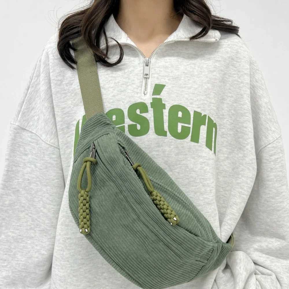 Women Waist Pack Large Capacity Corduroy Fanny Pack Street Style Chest Bag Fashion Shoulder Crossbody Bags Casual Waist Belt Bag G250729