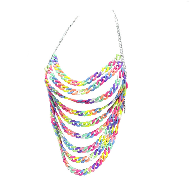 Womens Tanks Fashion Colorful Acrylic Chain Tank Top Women Sexy Backless V Neck Halter Tassel Camisole Rave Festival Party Crop Tops