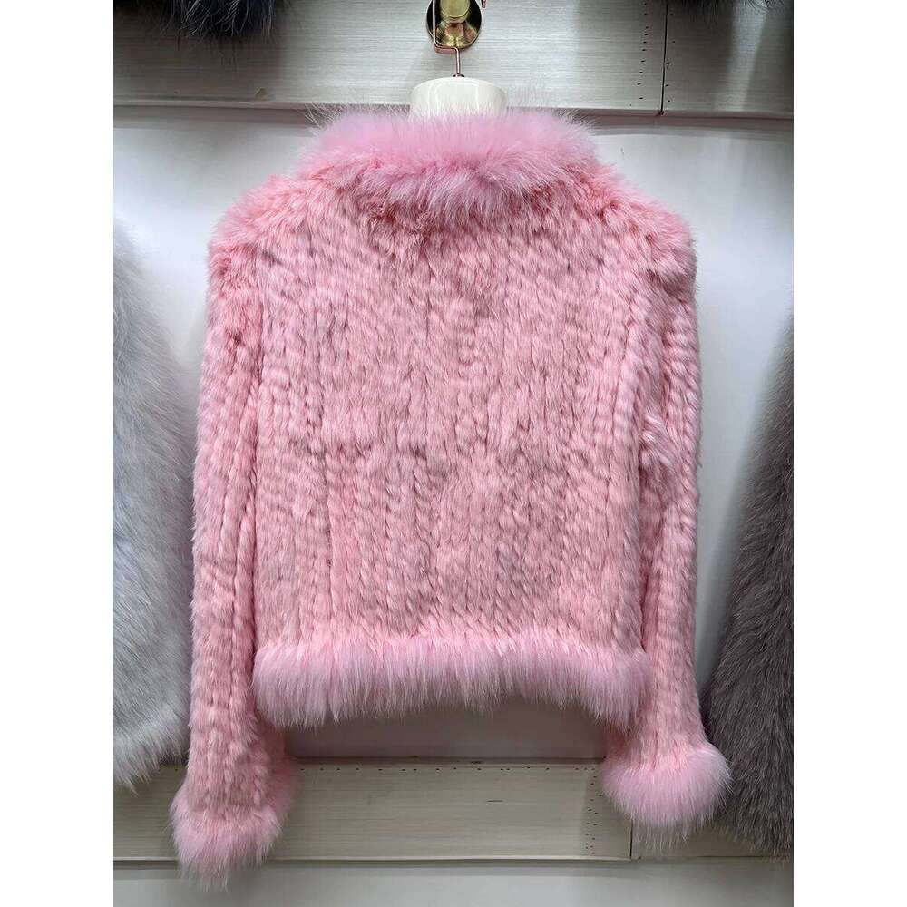 Designer Clothing 2023 Natural Rabbit Coats Knitted Women's New Real Fox Fur Jackets Woman Clothing Fashion