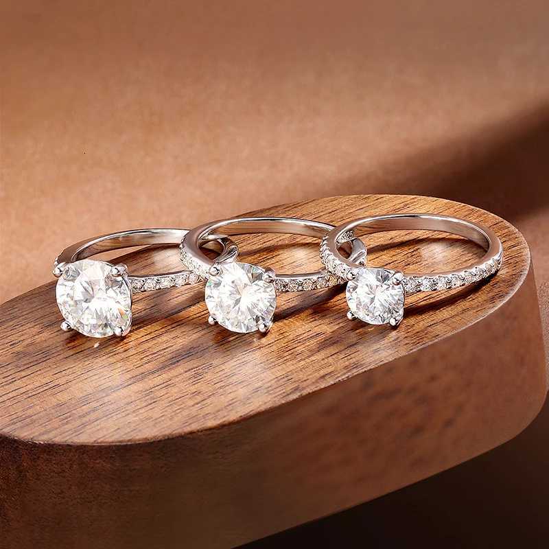 18K White Gold Plated s925 Sterling Silver Round Moissanite Ring 1-3ct with GRA Diamond Wedding Rings for Women y250730