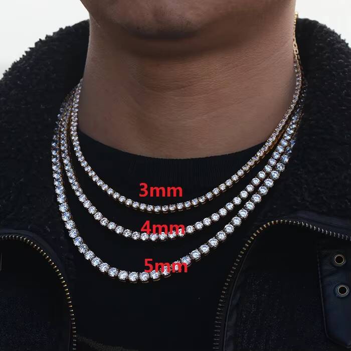 Classic Cz Chain Iced Out Bling Hip Hop Boy Men Chains 5A Cubic Zirconia 3mm Cz Tennis Chain Bracelet Necklace