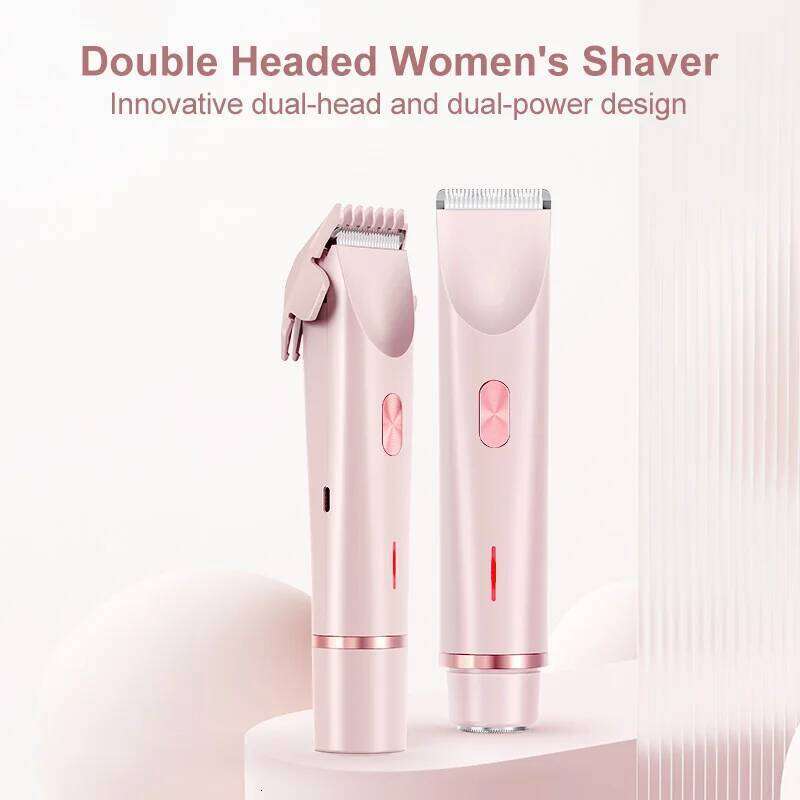 Dual Electric for Women Waterproof Wet & Dry Razors 2 in 1 Bikini Hair Trimmer Detachable Head Shaver