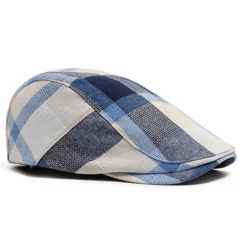 Multicolour Plaid Beret Women Casual Sun Visor Flat Hat Vintage Fashion Berets Men sboy Caps Summer Button Adjustable 250729