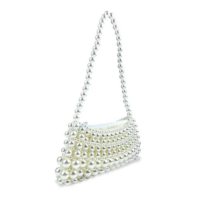 Pearl Bag for Women 2024 New Mobile Phone Crossbody Small Bag Hollow Bead Bag Finished Qipao Handheld One Shoulder Underarm Bag Y250730