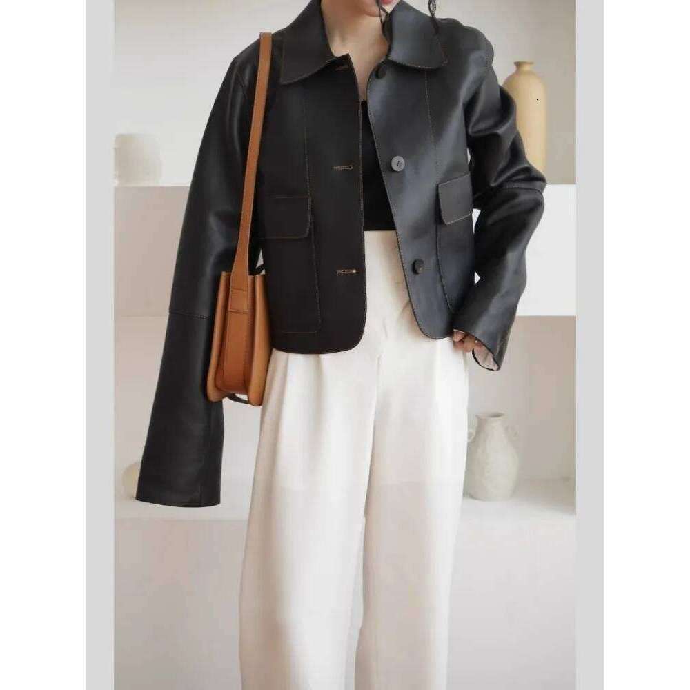 Retro Collar For Women In Autumn Winter, With A Sense Of , Fashionable And Chic Short Leather Jacket 250728