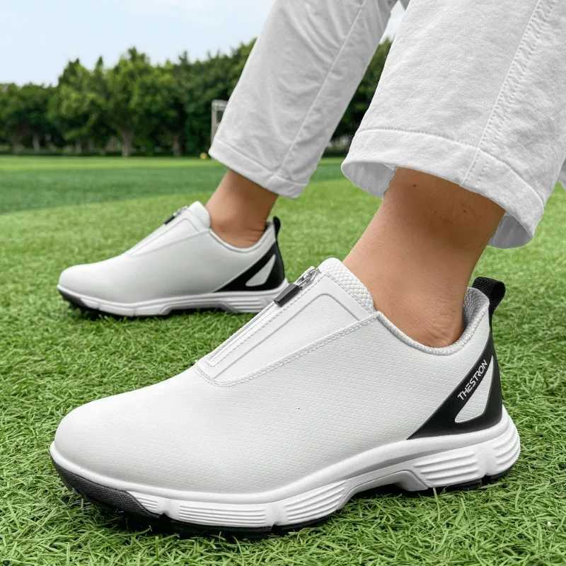 Golf Shoes for Men Comfortable Zip Athletic Shoes Men Anti-Slip Leather Spikes Golf Training Shoe Men Walking Shoes Y250731