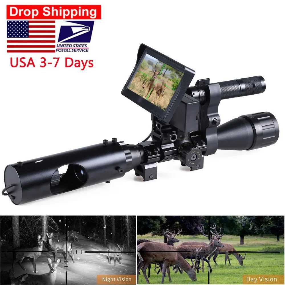 Hunting Riflescope Night Vision IR Optics Sight Scope Camera with 850nm Infrared LED Display Tactical DIY Night Vision Device R250730