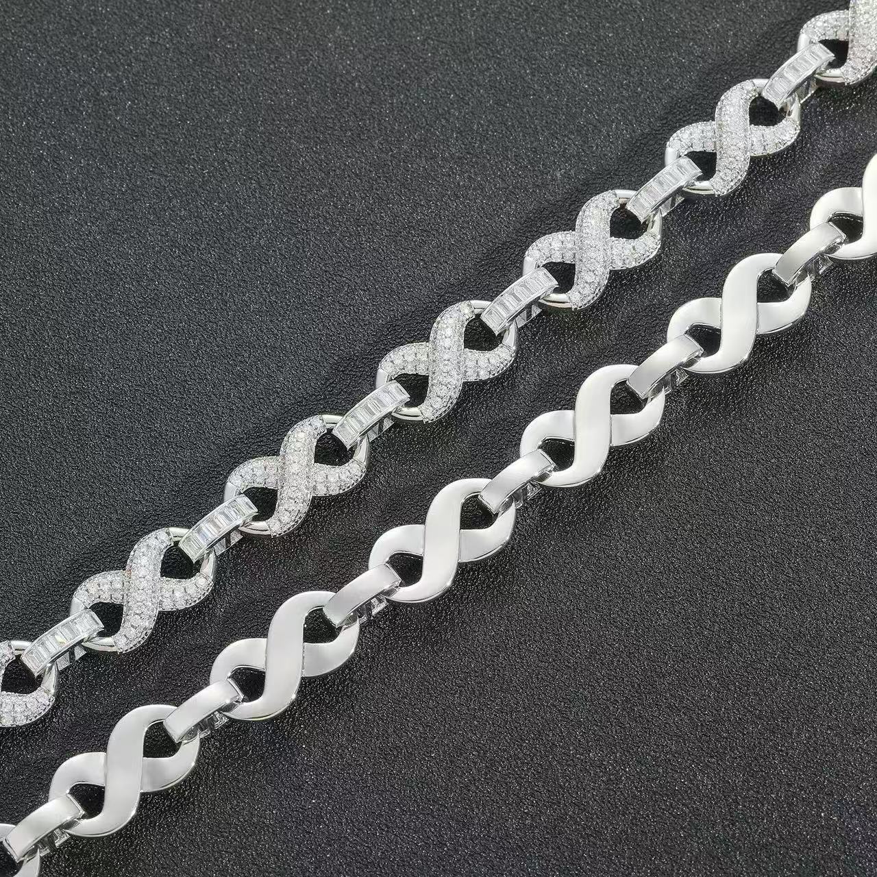 Hip Hop Jewelry 925 Silver Iced Out Infinity Necklace Pass Diamond Tester 16MM VVS Moissanite Diamond Cuban Link Chain